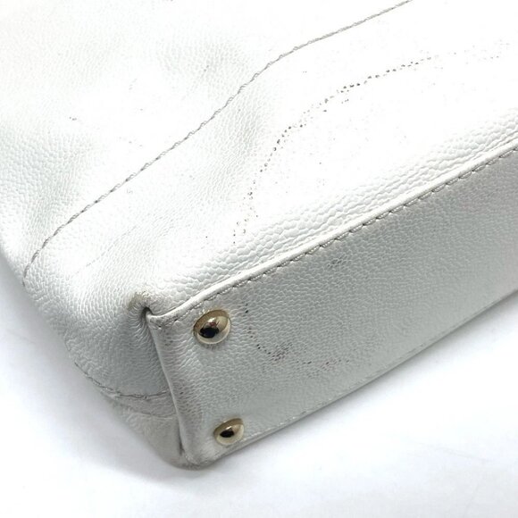 CHANEL Handbag Shoulder Travel Cabas Tote Bag Caviar Leather White - Picture 3 of 11